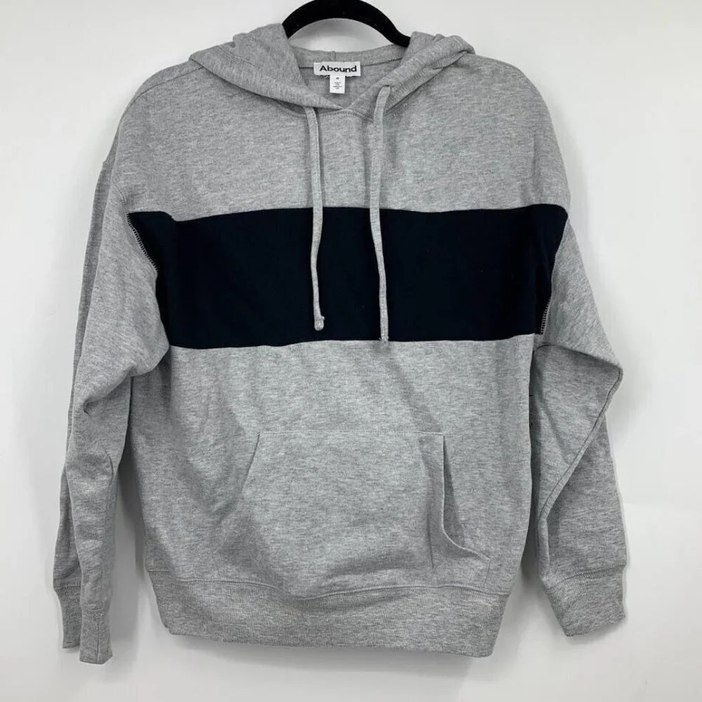 Abound Women's Striped Hoodie Color Block Pullover Sweatshirt Size S NWT